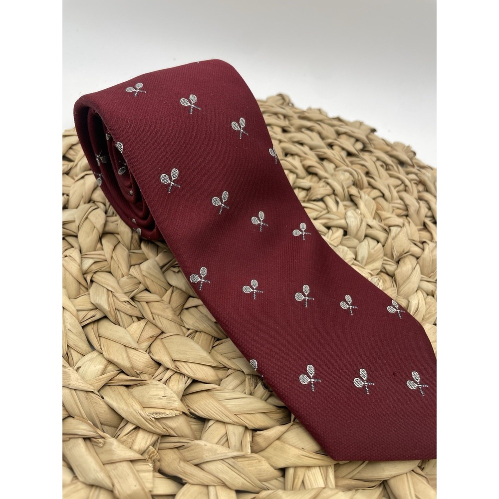 Jos A Banks Silk Tennis Racket Tie Authentic Club Woven in England Sports Coach